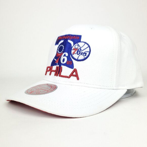 Philadelphia 76ers Mitchell & Ness Pro Fit Snapback Cap Hat 3D Logo White NWT - Picture 7 of 8